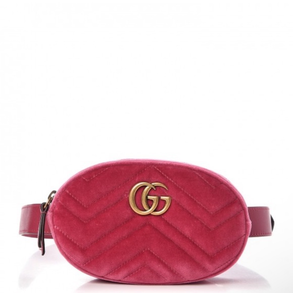 Authentic Gucci Pink Velvet Matelasse GG Marmont Belt Bag! - Picture 3 of 13
